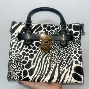 Michael Kors Black and White Patterned Satchel